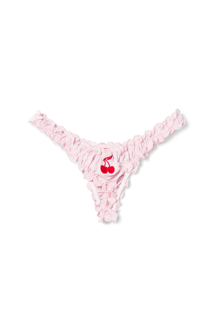 New Victoria Secret PINK Panties Thong XL Cherry Hearts Cherries
