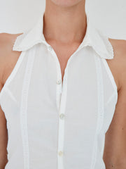 Broderie Backless Shirt