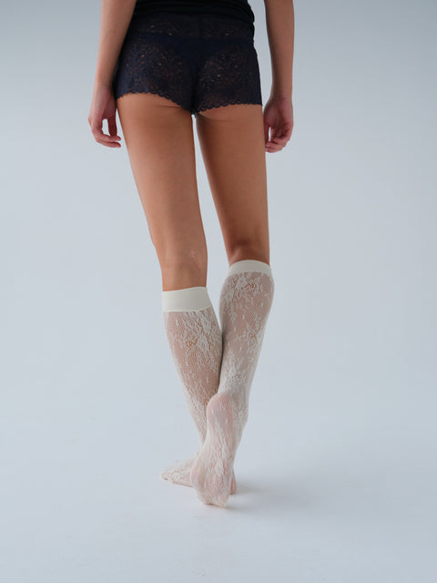 Rosa Lace Knee-Highs Ivory