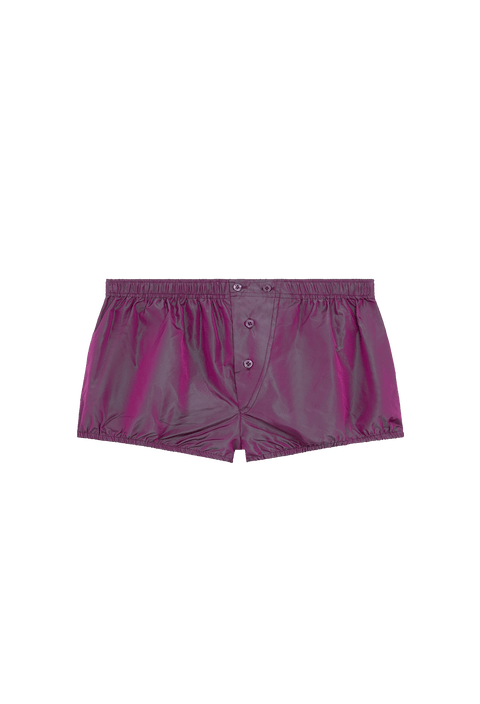 Product shot on womens purple shorts